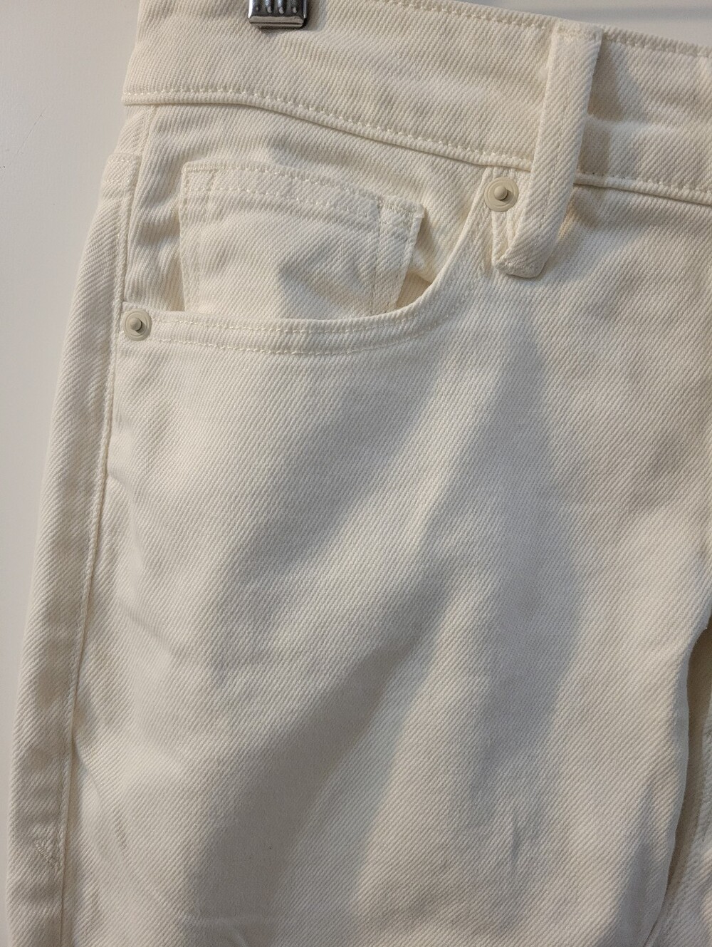 Good American White/ Ivory Denim Midi Skirt Front Slit - Picture 6 of 9